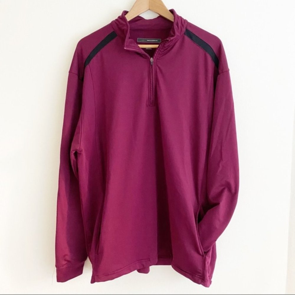 Greg Norman Long Sleeve Quarter Zip Long Sleeve Pullover Sweatshirt Maroon XL